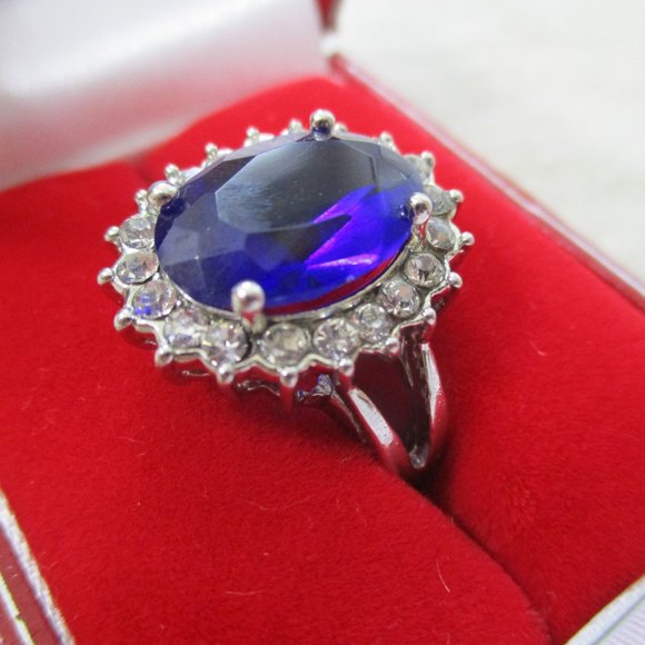 Blue Sapphire Cocktail Ring 6.5 - Picture 5 of 16